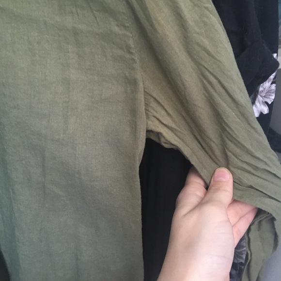 3/$15 Army green tunic blouse - Picture 3 of 3